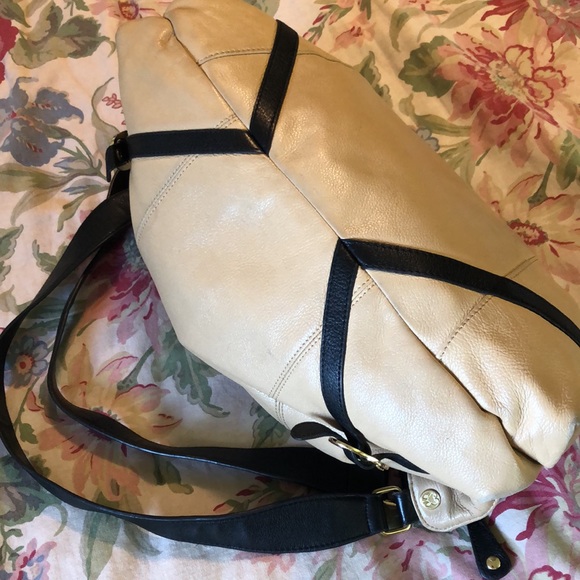 EMMA FOX Large Leather Hobo Shoulder Bag KissLock British Tan Black Elegant Luxe - Picture 14 of 16